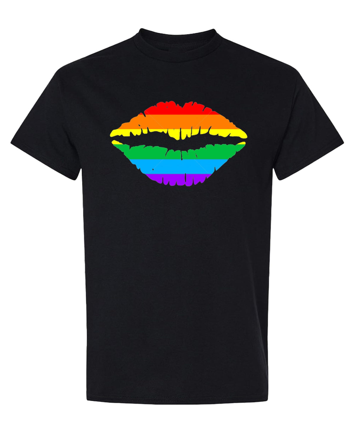 Rainbow Lips — Black T-Shirt — front