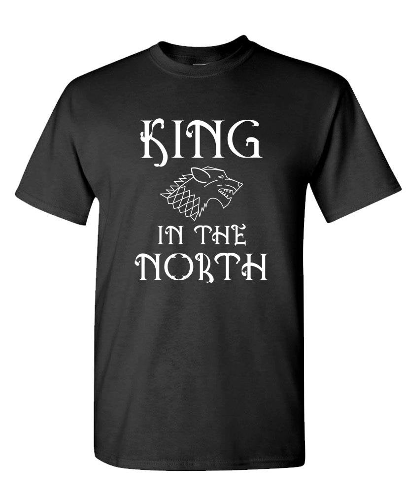 King in the North Wolf — Black T-Shirt — front