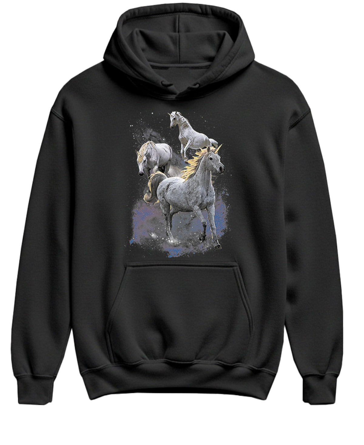 Unicorn Herd — Black Hoodie — front