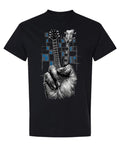 Guitar Peace Sign — Black T-Shirt — front