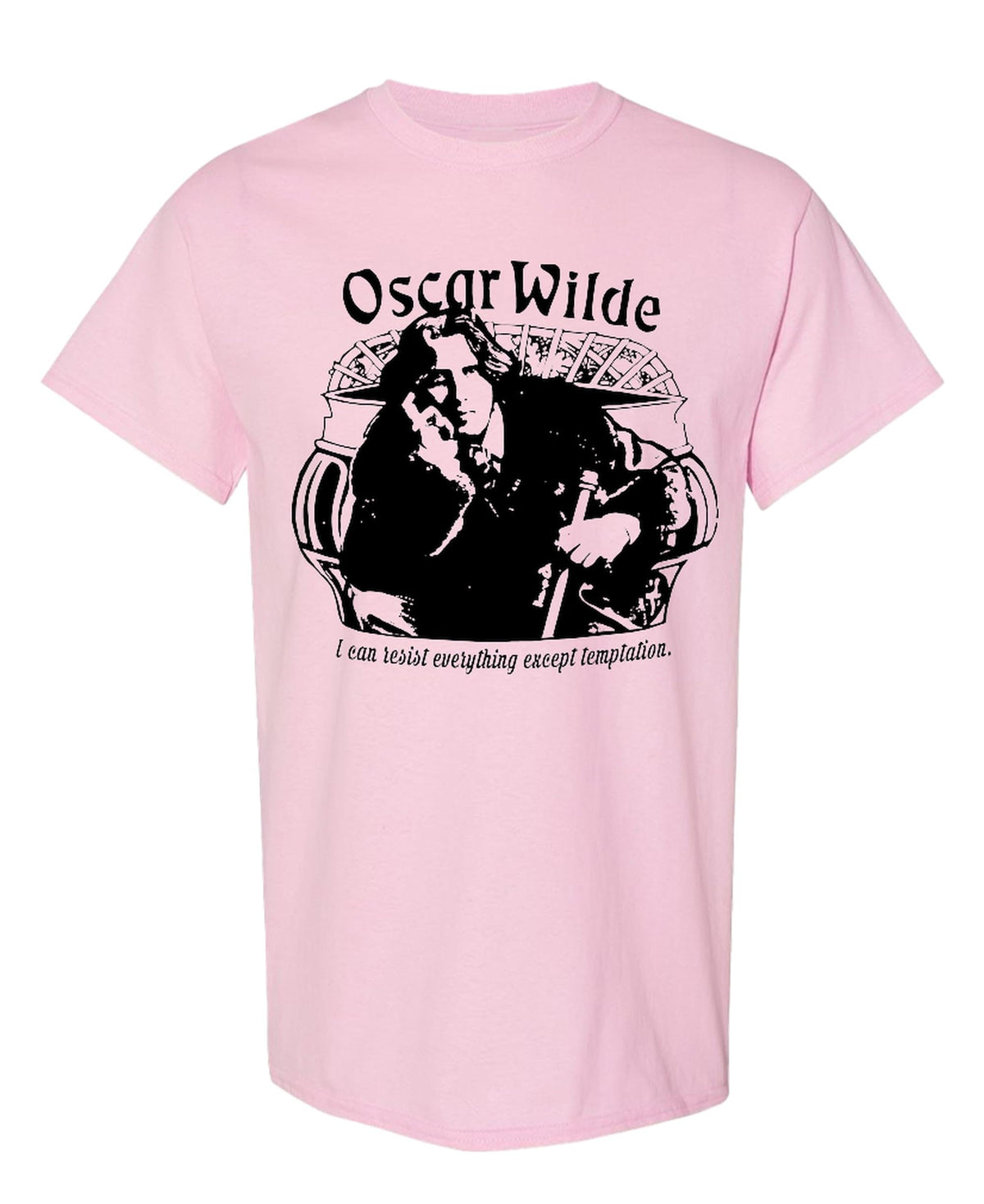 Oscar Wilde Temptation Portrait — Light Pink T-Shirt — front