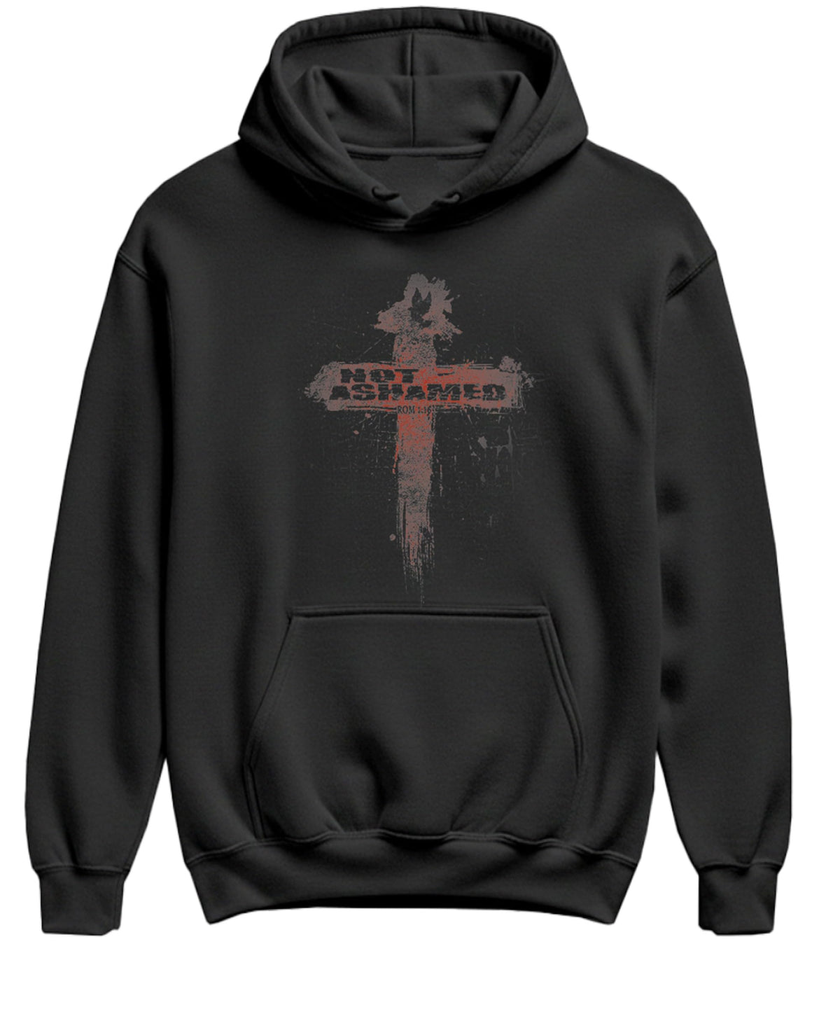 Not Ashamed Cross — Black Hoodie — front