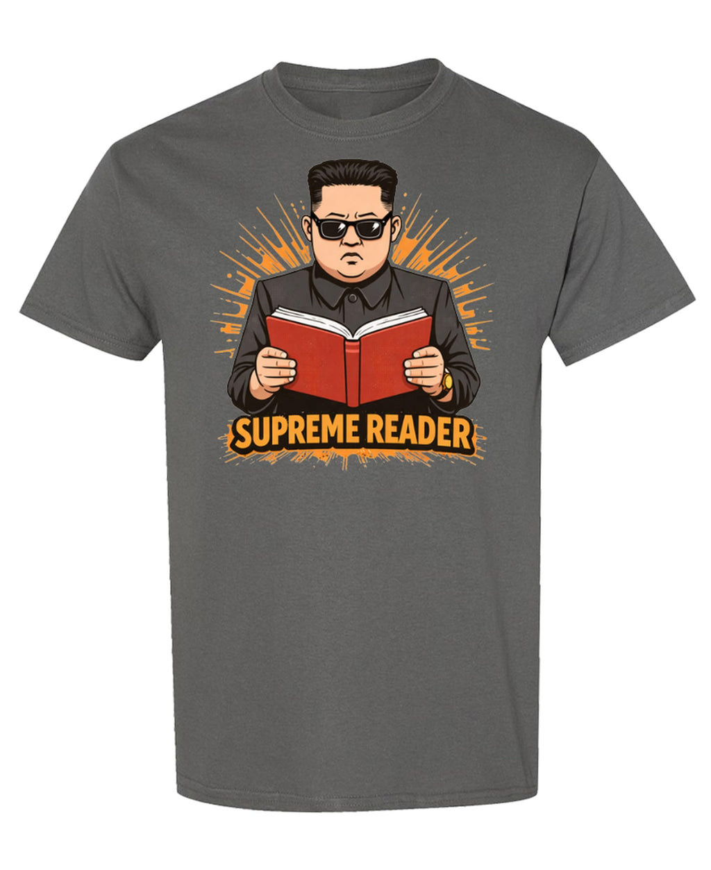 Supreme Reader Funny Political Satire — Charcoal T-Shirt — front