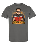 Supreme Reader Funny Political Satire — Charcoal T-Shirt — front