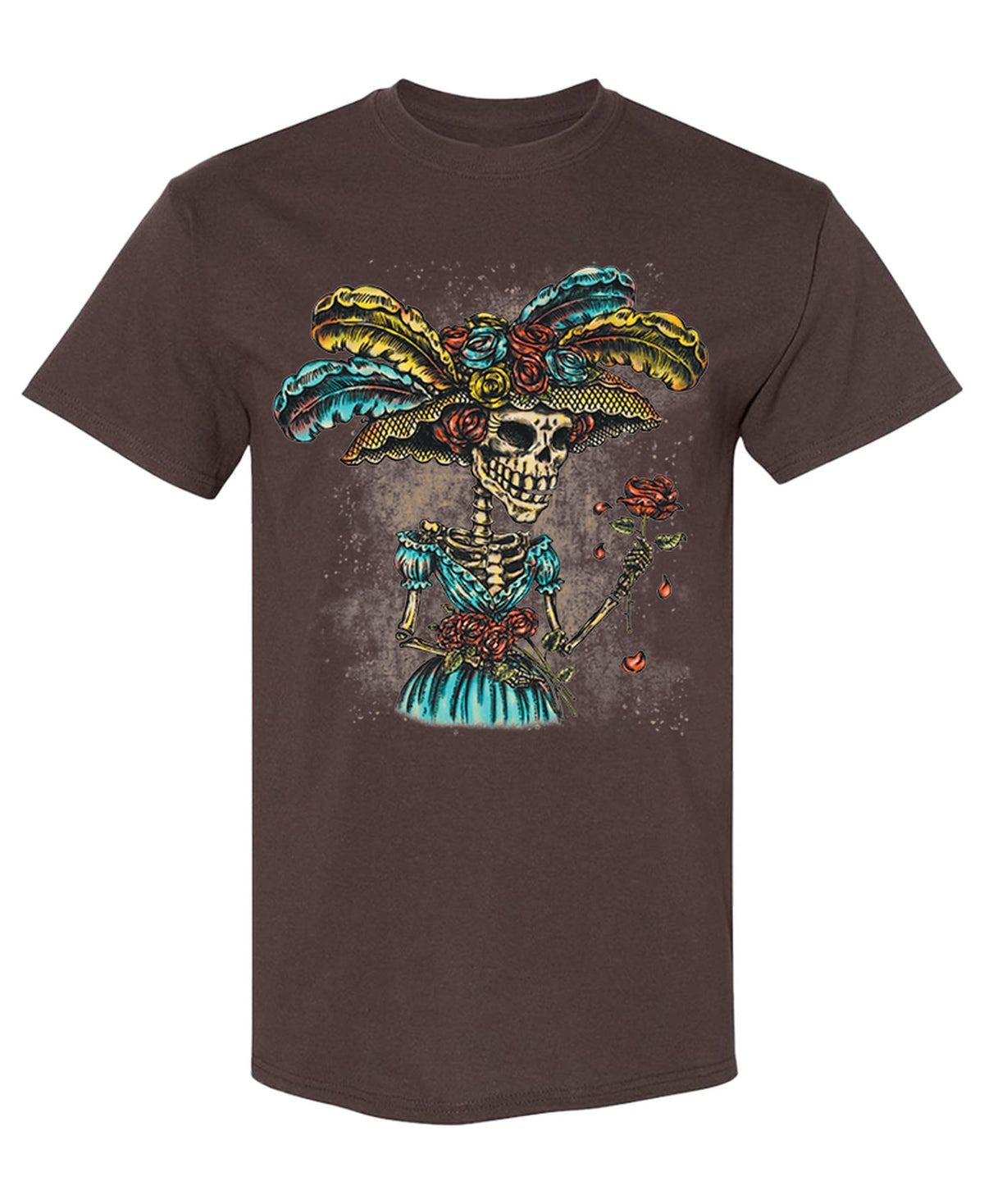 Colorful Ceremonial Skull — Chocolate T-Shirt — front