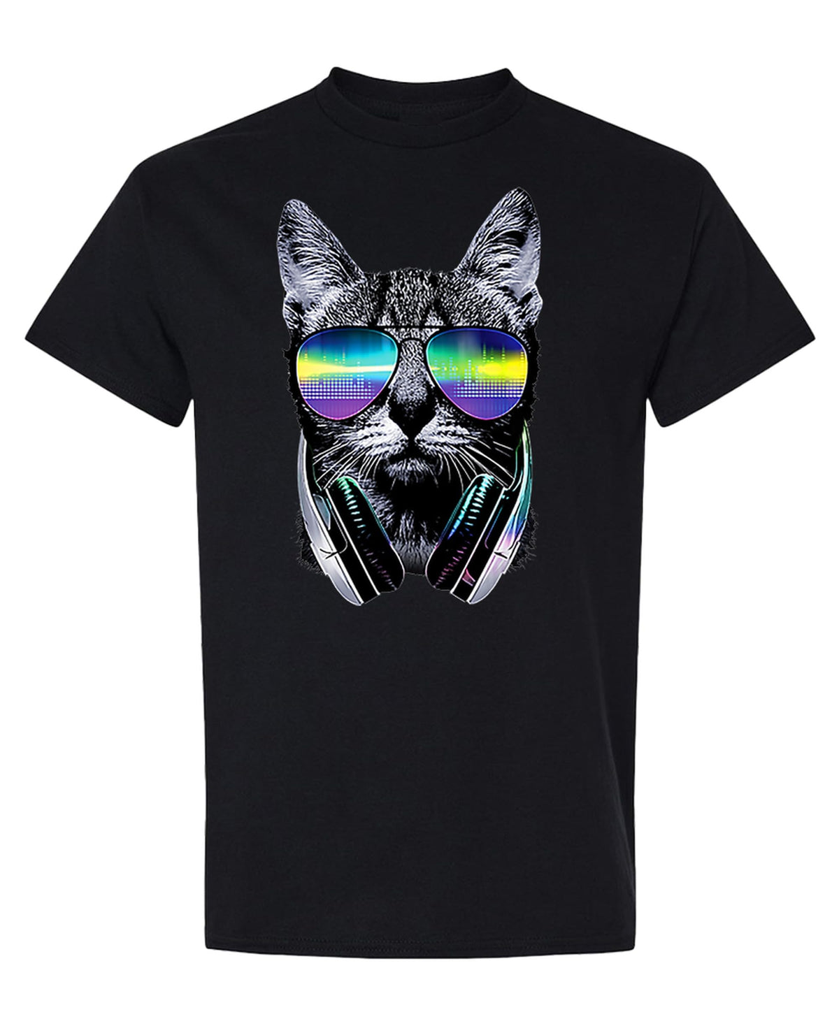 DJ Cat — Black T-Shirt — front