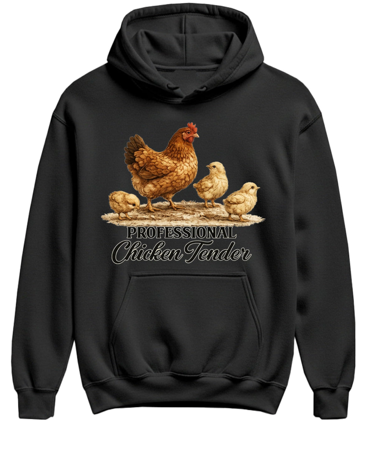 Chicken Tender Funny — Black Hoodie — front