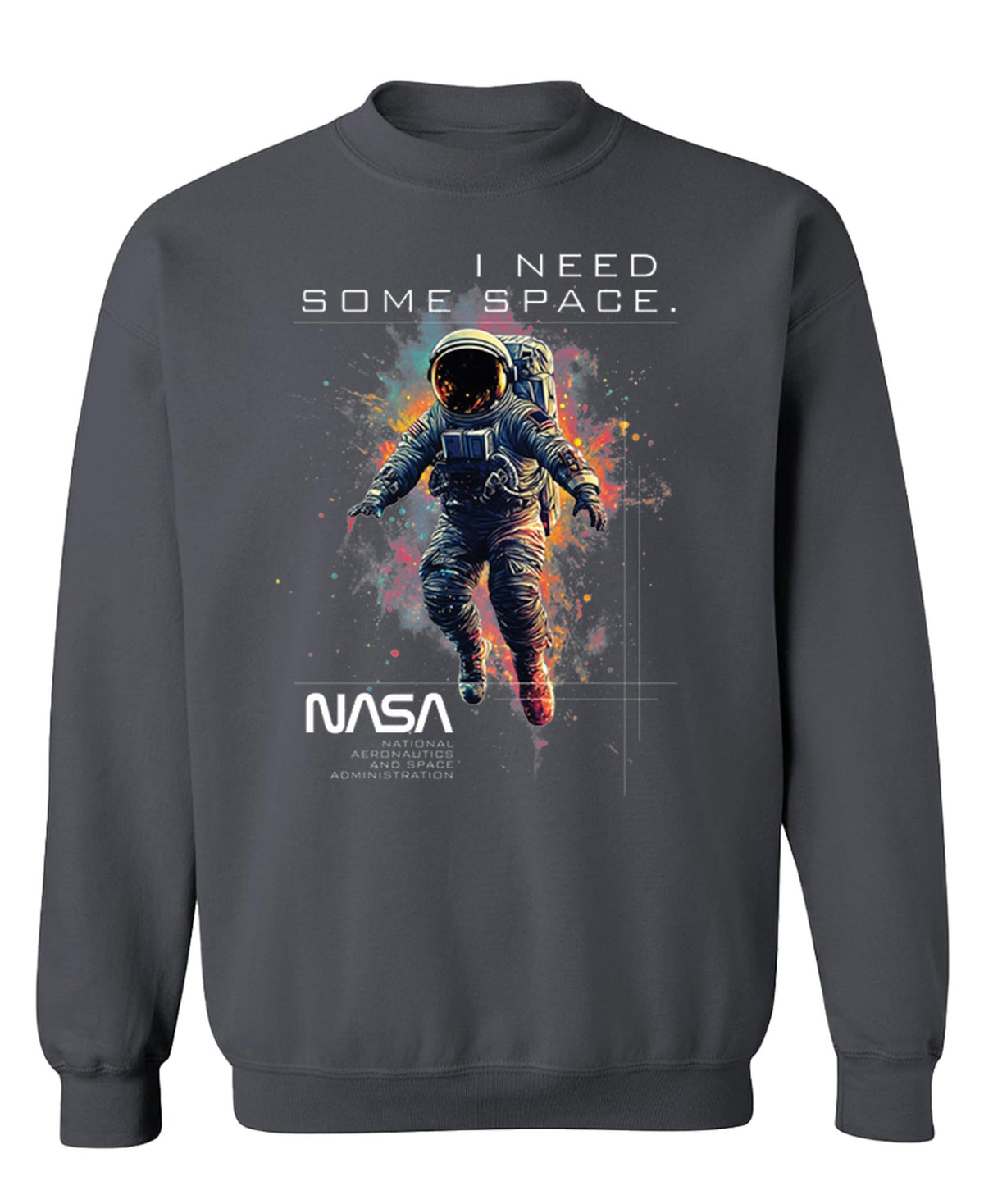 I Need Some Space Astronaut — Charcoal Sweatshirt — front
