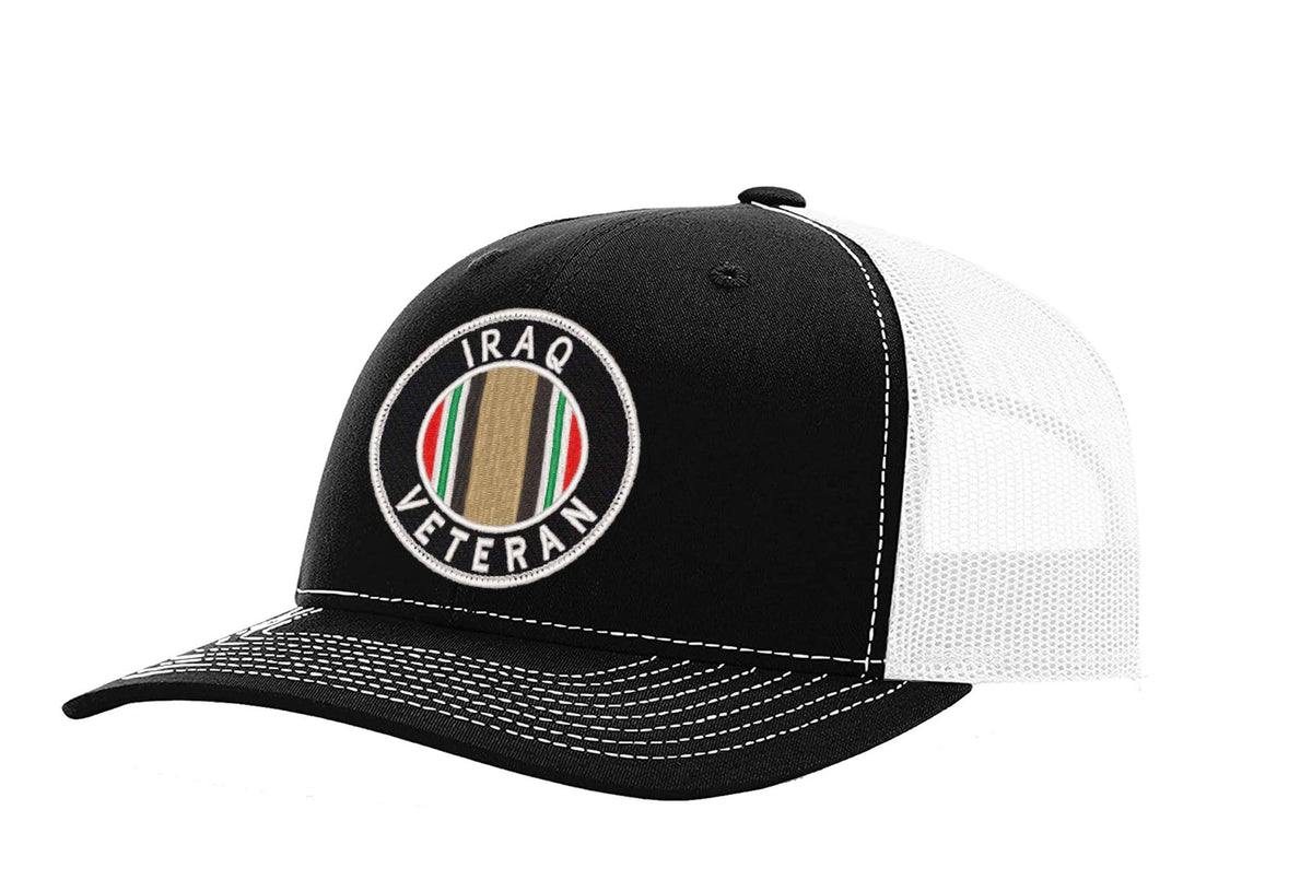 Iraq Veteran — Iraq Veteran - Black and White - Standard Embroidered Trucker Hat — front