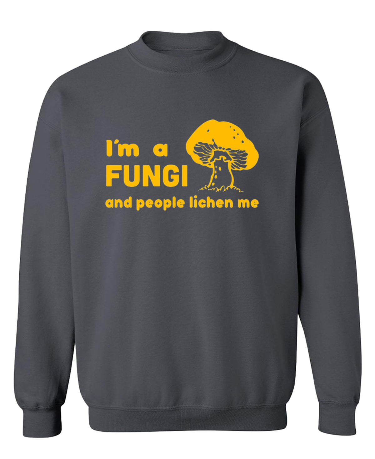 I Am a Fungi and People Lichen Me — Charcoal Sweatshirt — front