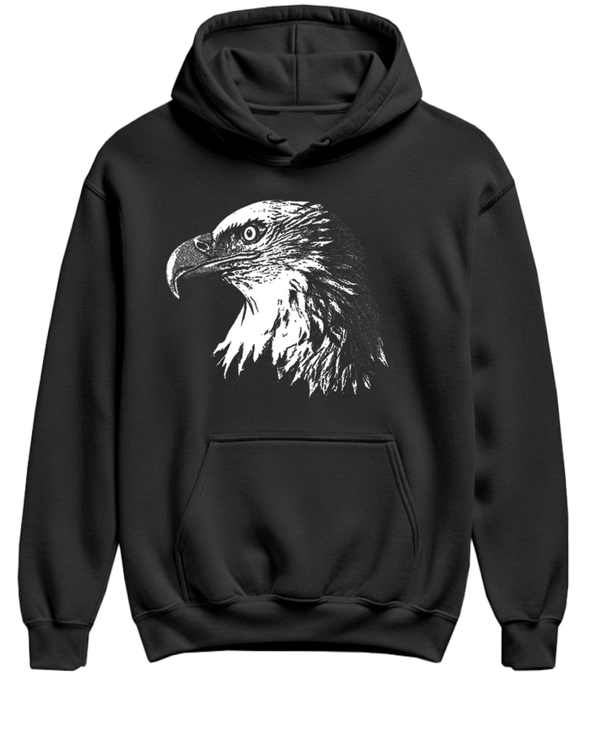 Bald Eagle Portrait — Black Hoodie — front