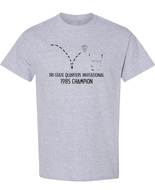 1985 Quarters Invitational Champion — Sport Gray T-Shirt — front