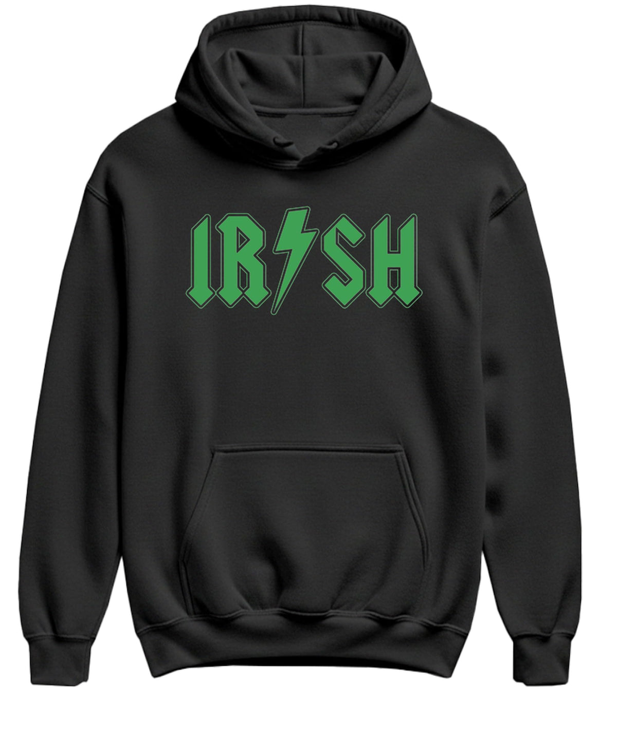 Irish Rock Lettering — Black Hoodie — front