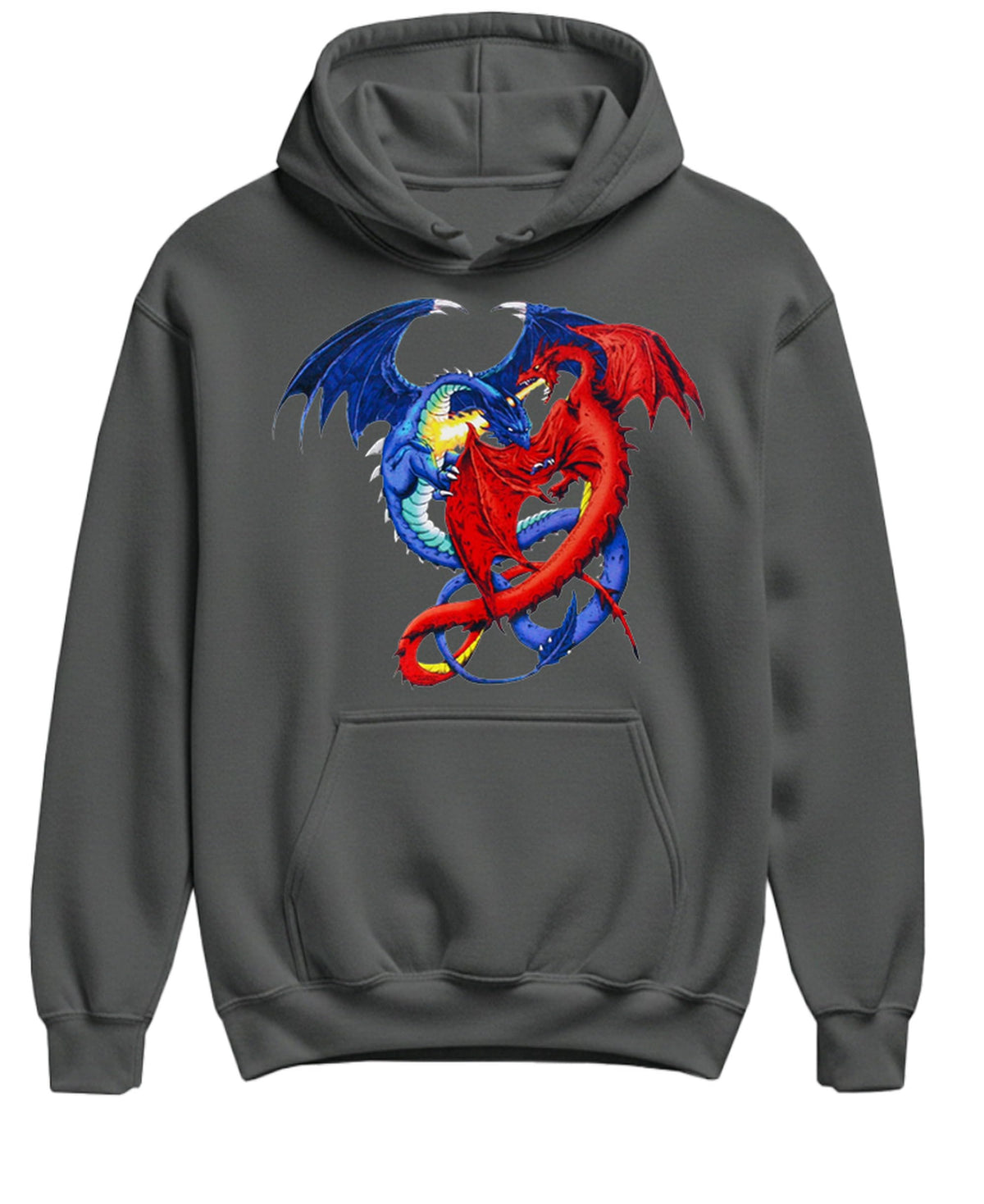 Red and Blue Dragons — Charcoal Hoodie — front