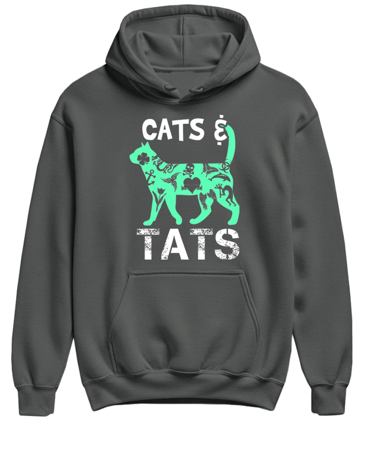 Cats and Tats — Charcoal Hoodie — front