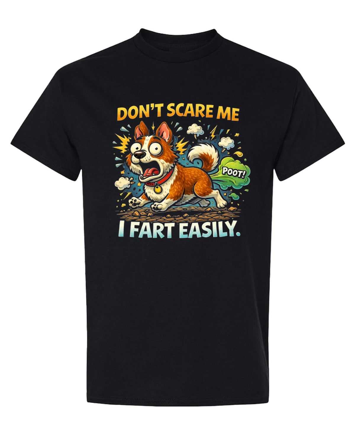 I Fart Easily Funny — Black T-Shirt — front