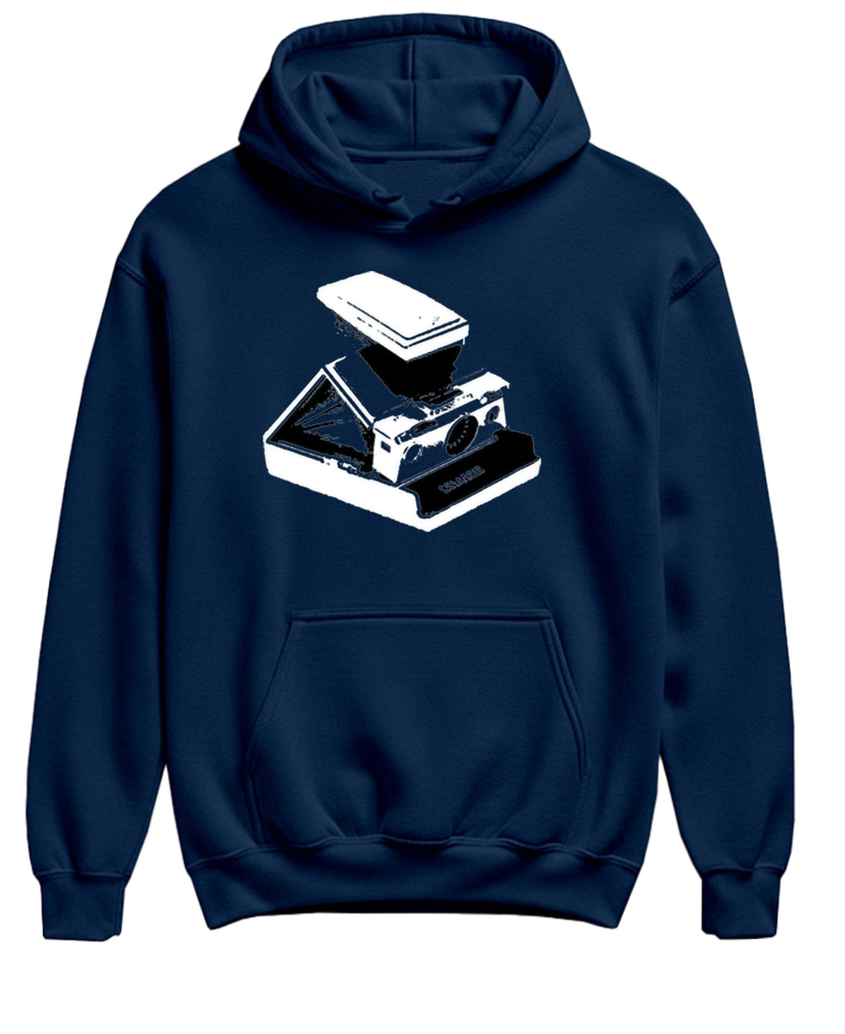 Vintage Instant Camera — Navy Hoodie — front