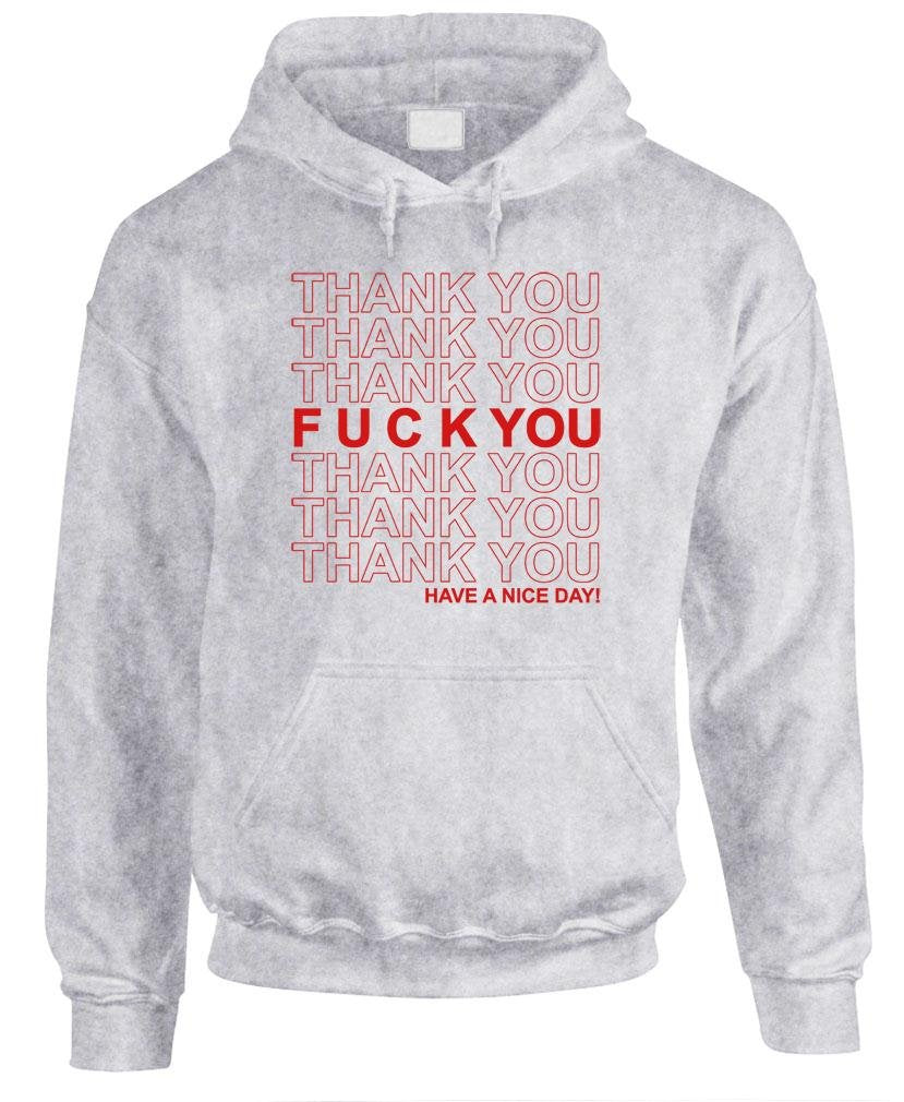 Thank You Fuck You Word Pattern — Sport Gray Hoodie — front