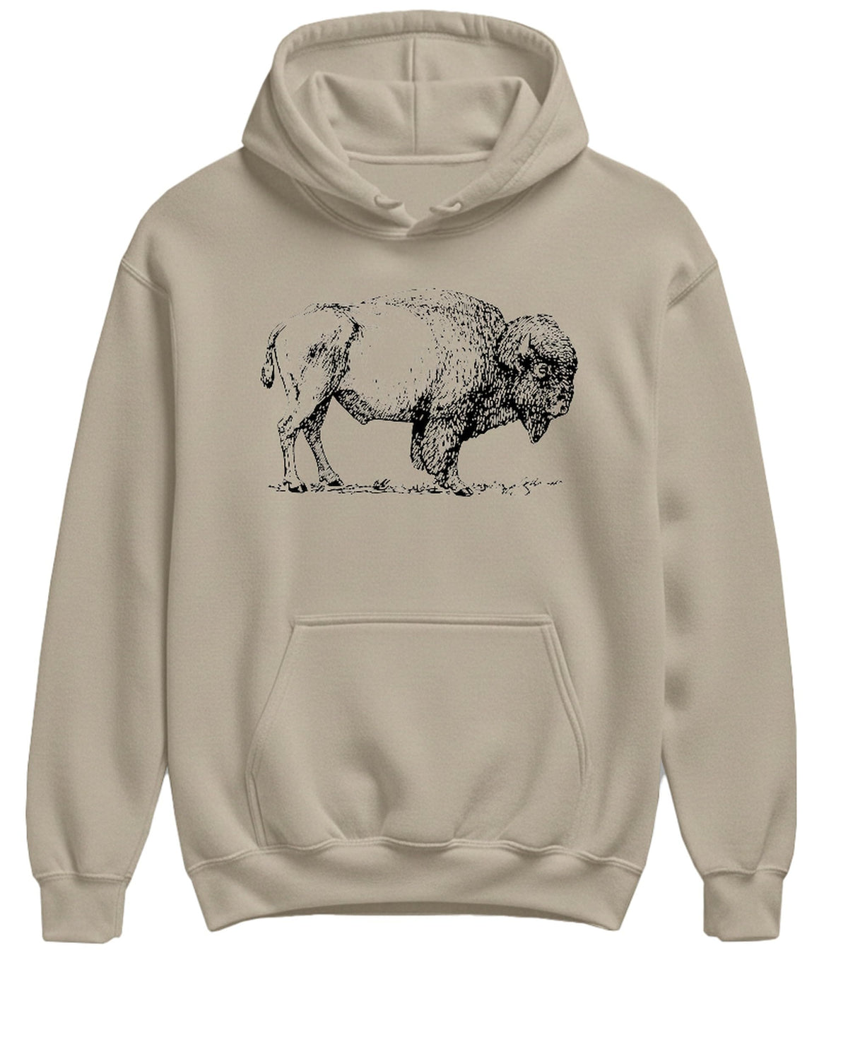 Bison Illustration — Sand Hoodie — front