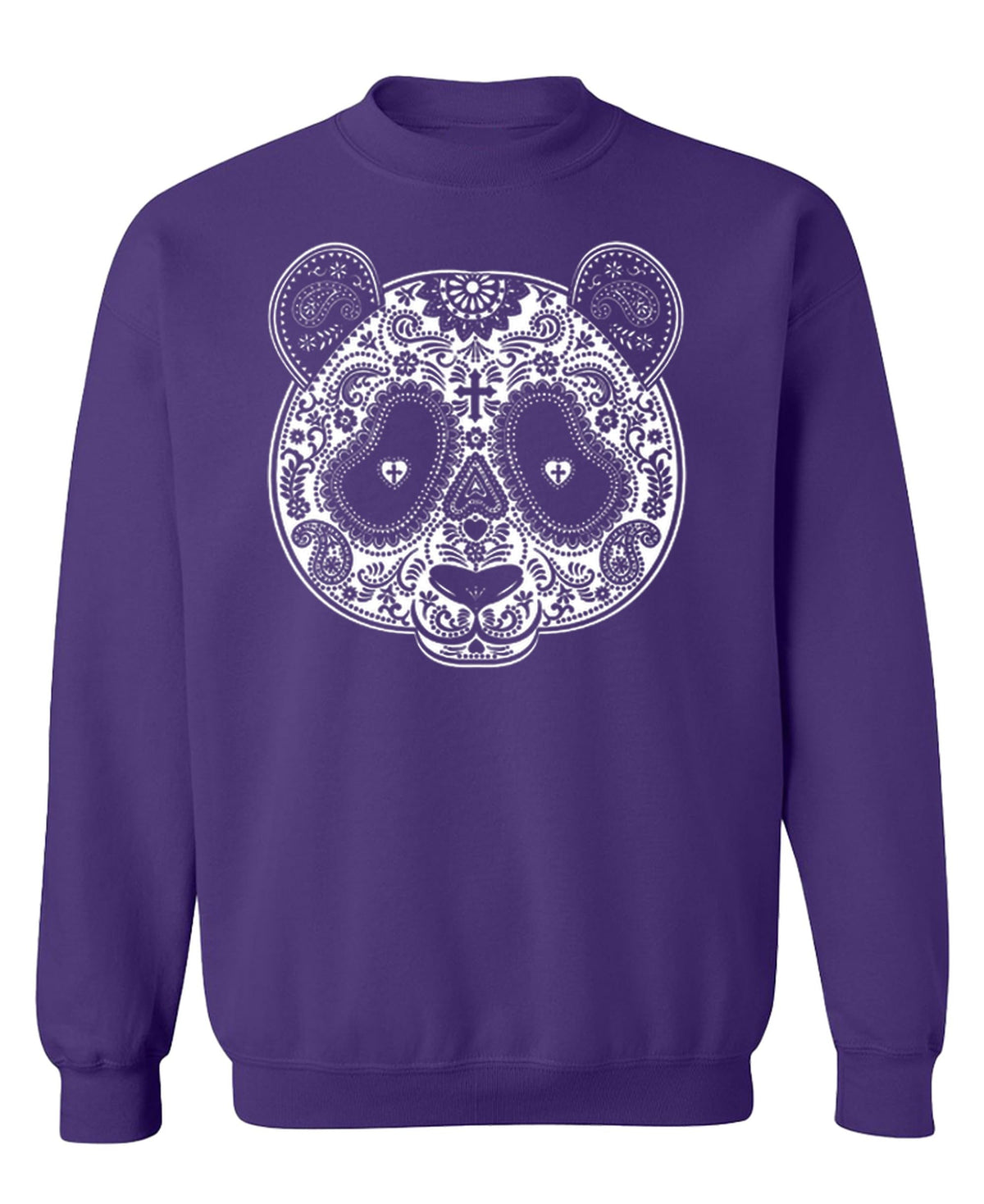 Decorative Panda Skull — Purple Sweatshirt — front