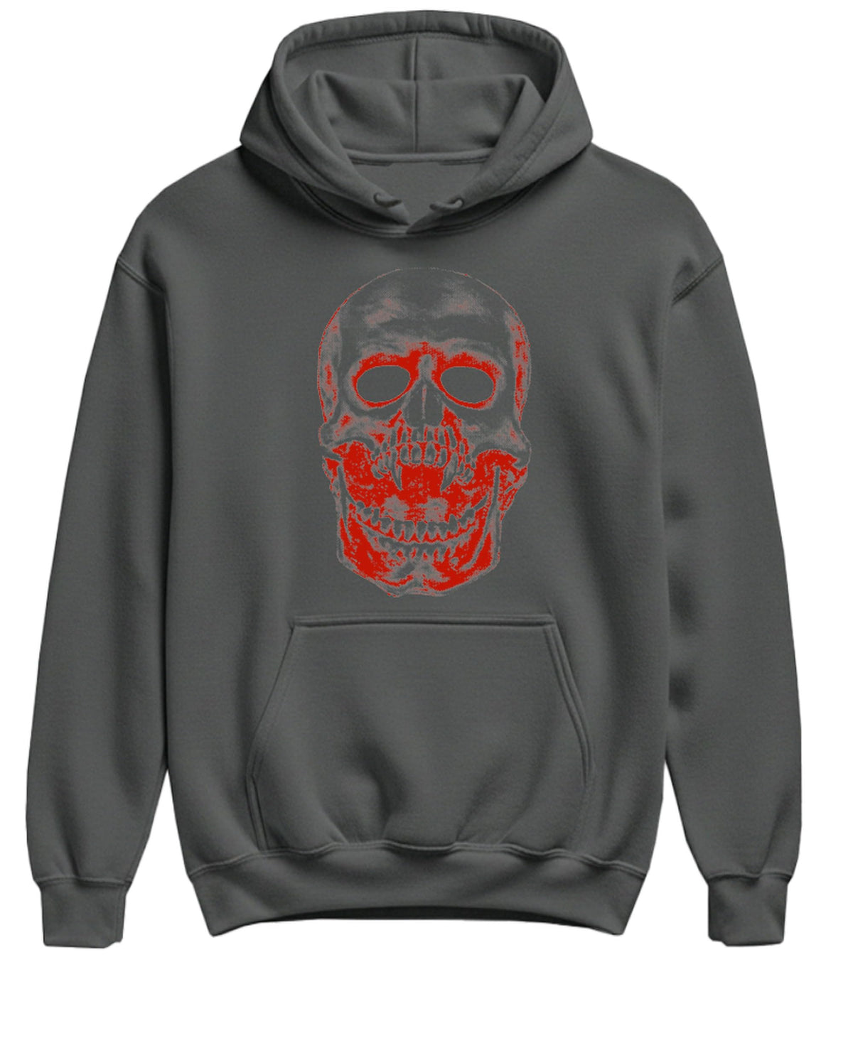 Red X-Ray Skull — Charcoal Hoodie — front
