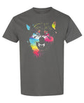 Paint Splatter Wolf — Charcoal T-Shirt — front