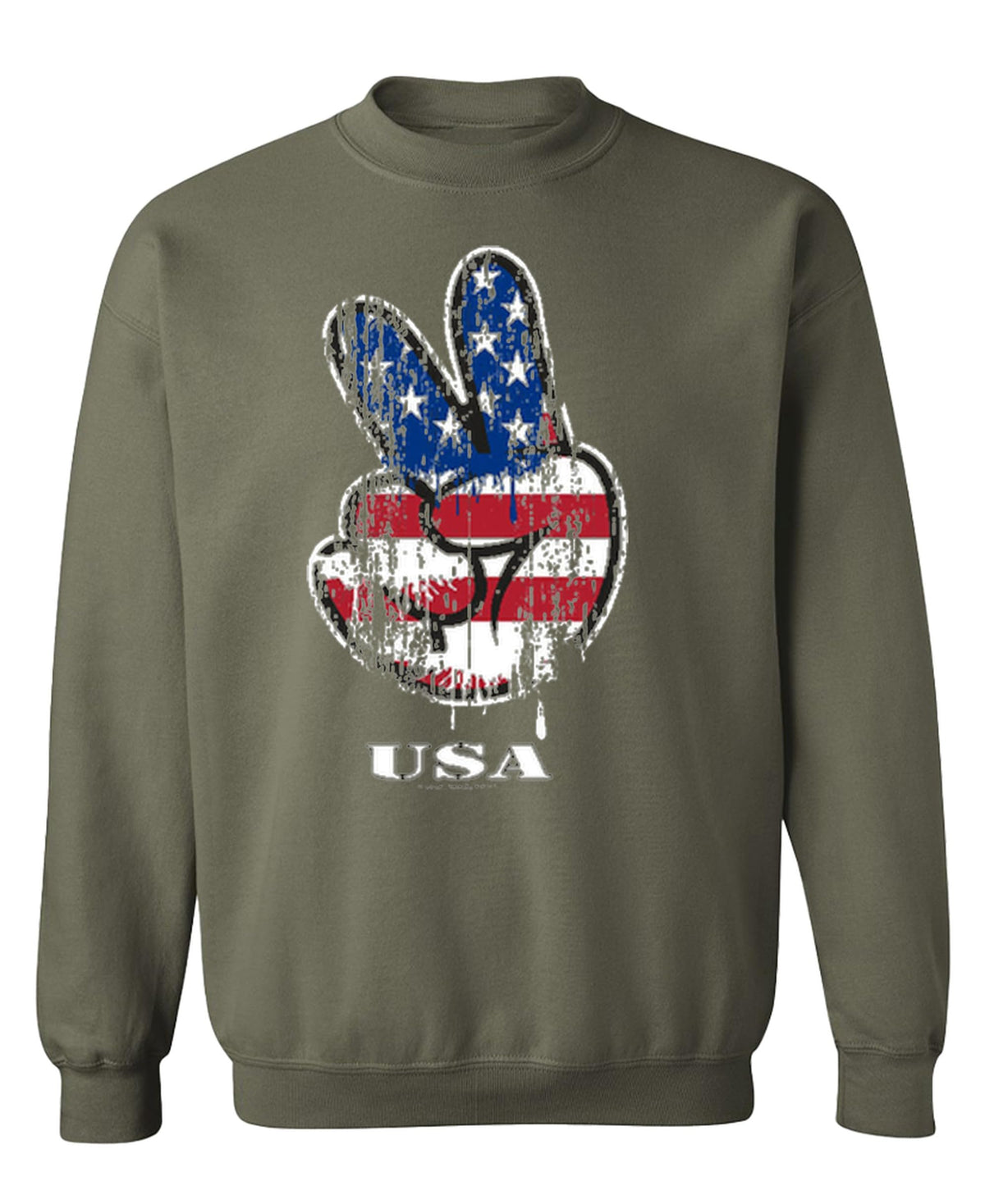 USA Peace Hand — Military Green Sweatshirt — front