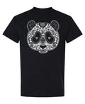 Decorative Panda Skull — Black T-Shirt — front