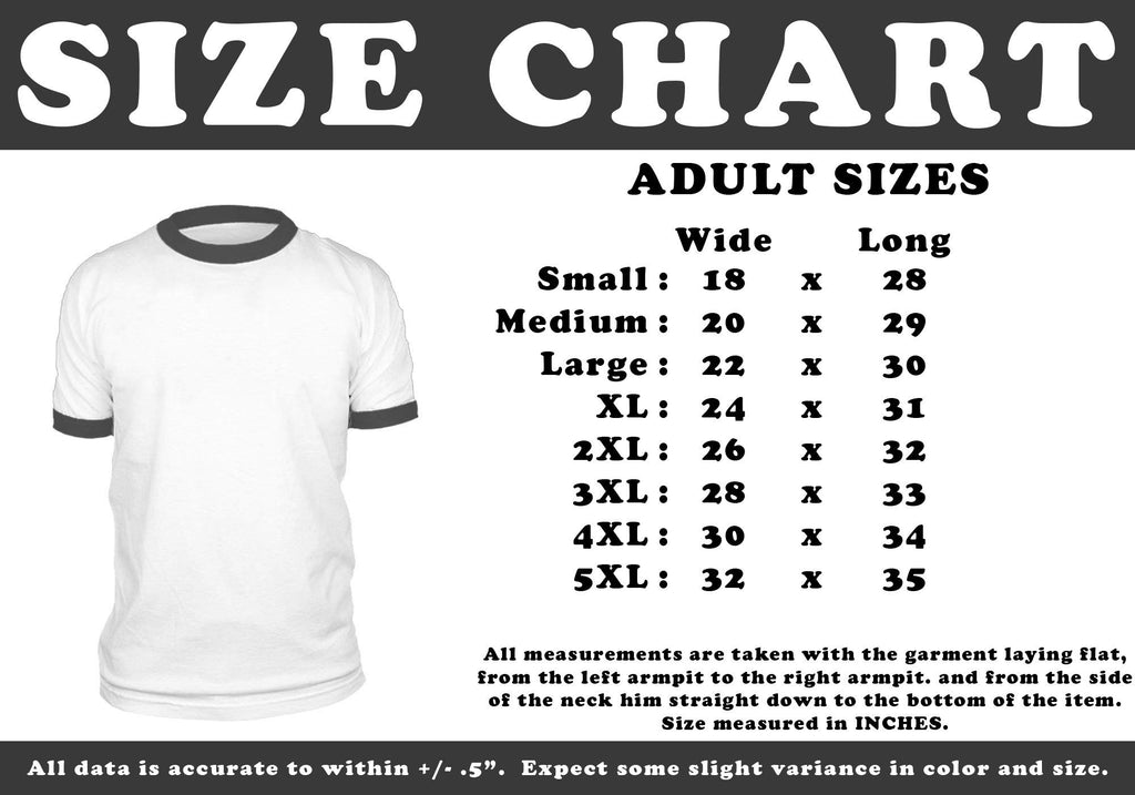 Ringer T-Shirt size chart