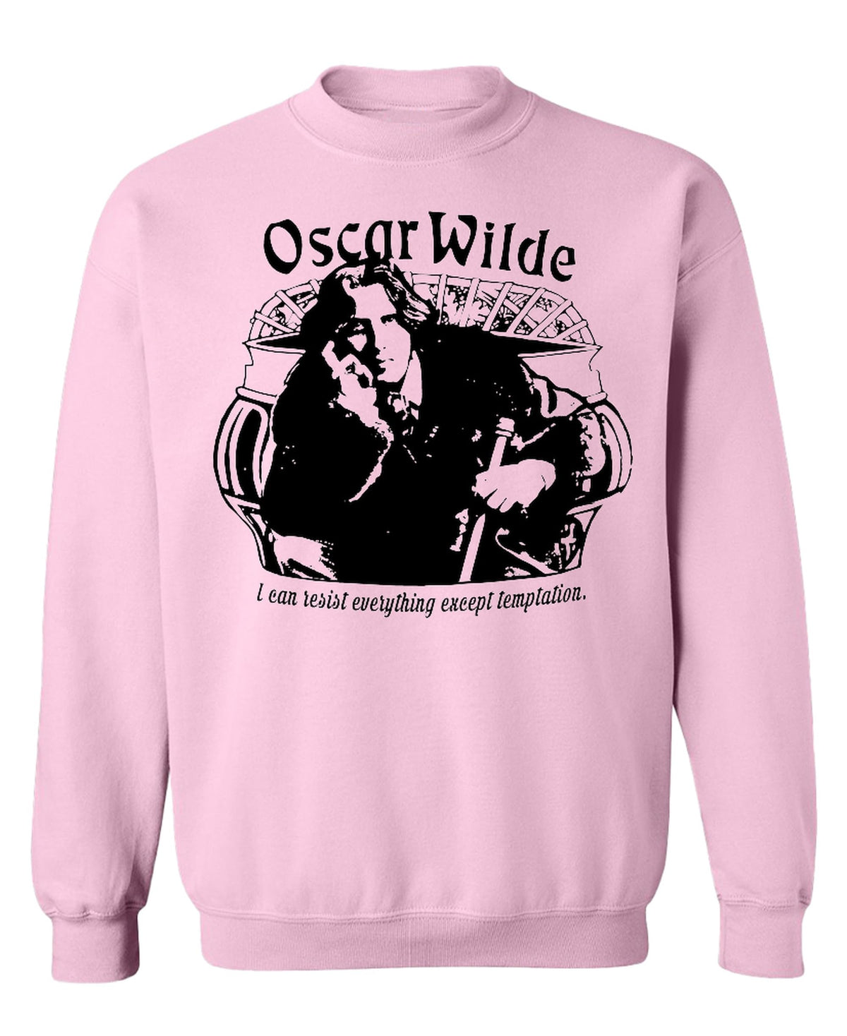 Oscar Wilde Temptation Portrait — Light Pink Sweatshirt — front