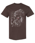 Eagle and Feathered Skull — Chocolate T-Shirt — front