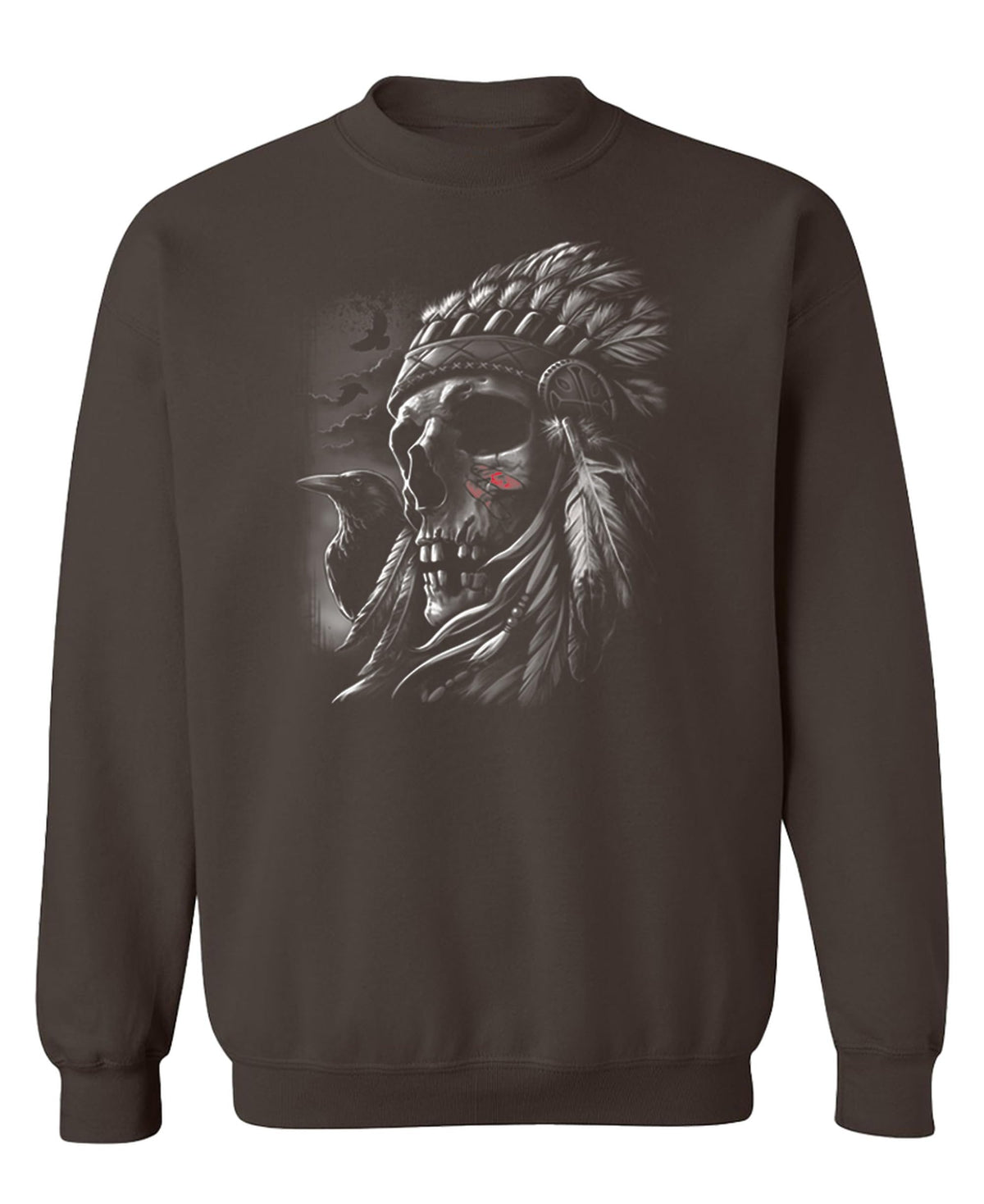 Eagle and Feathered Skull — Chocolate Sweatshirt — front