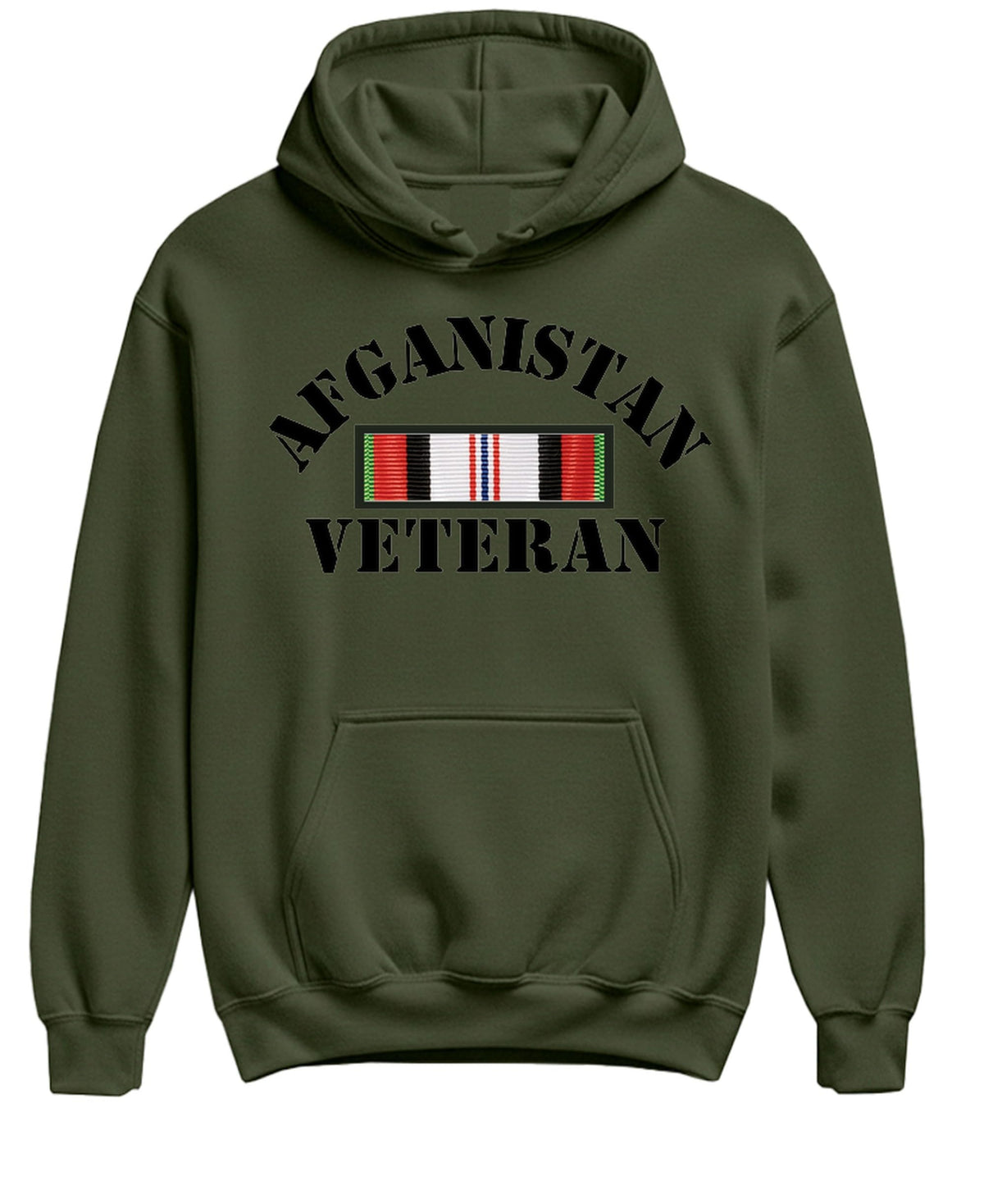 Afghanistan Veteran — Military Green Hoodie — front