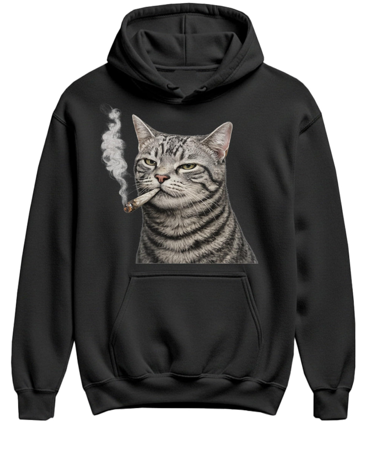 Funny Cat — Black Hoodie — front