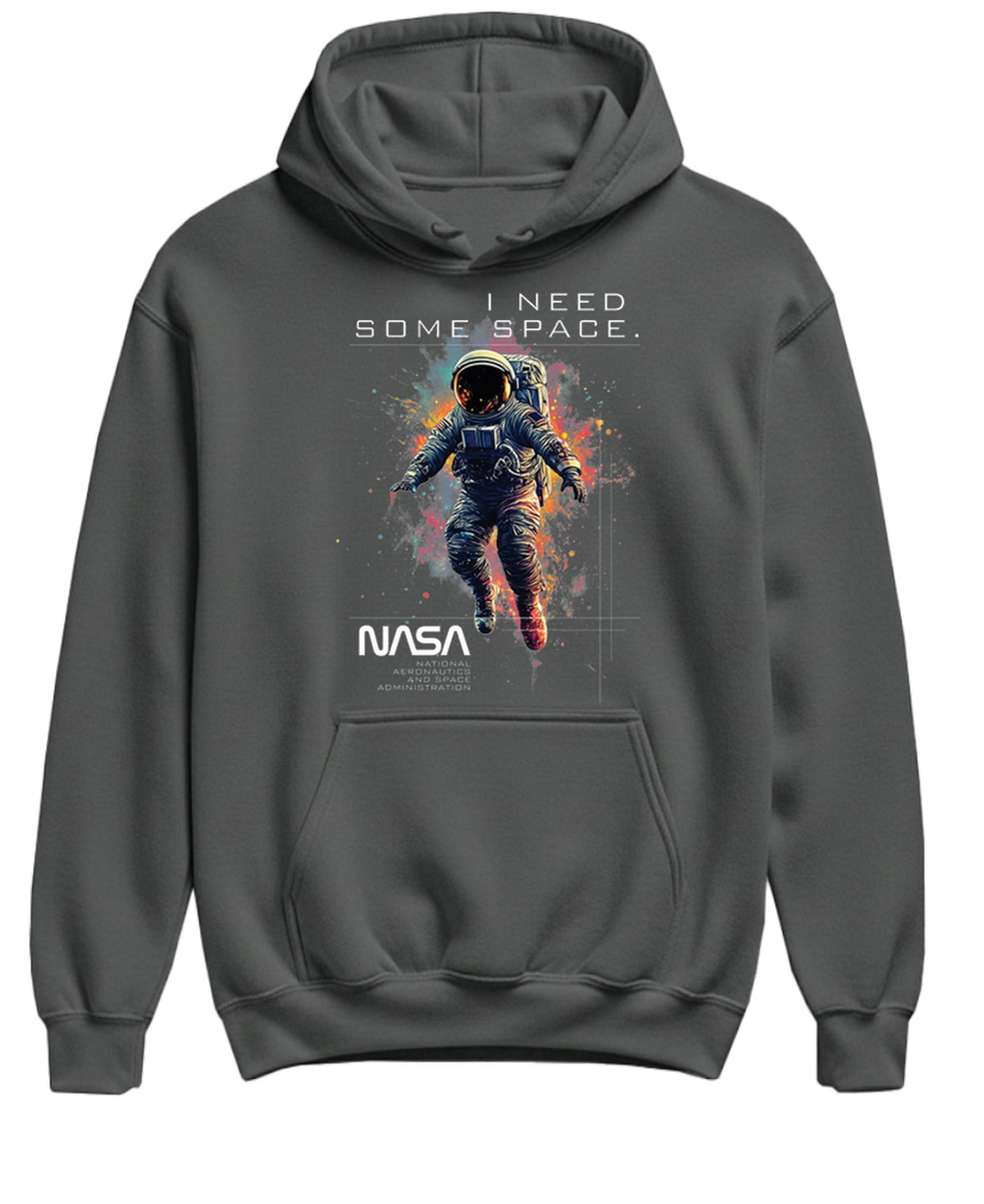 I Need Some Space Astronaut — Charcoal Hoodie — front