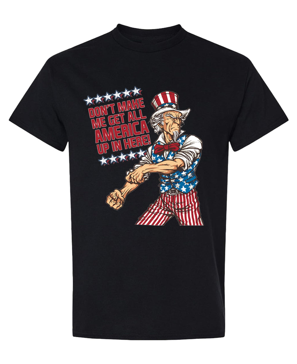 Uncle Sam Rolled-Up Sleeves — Black T-Shirt — front