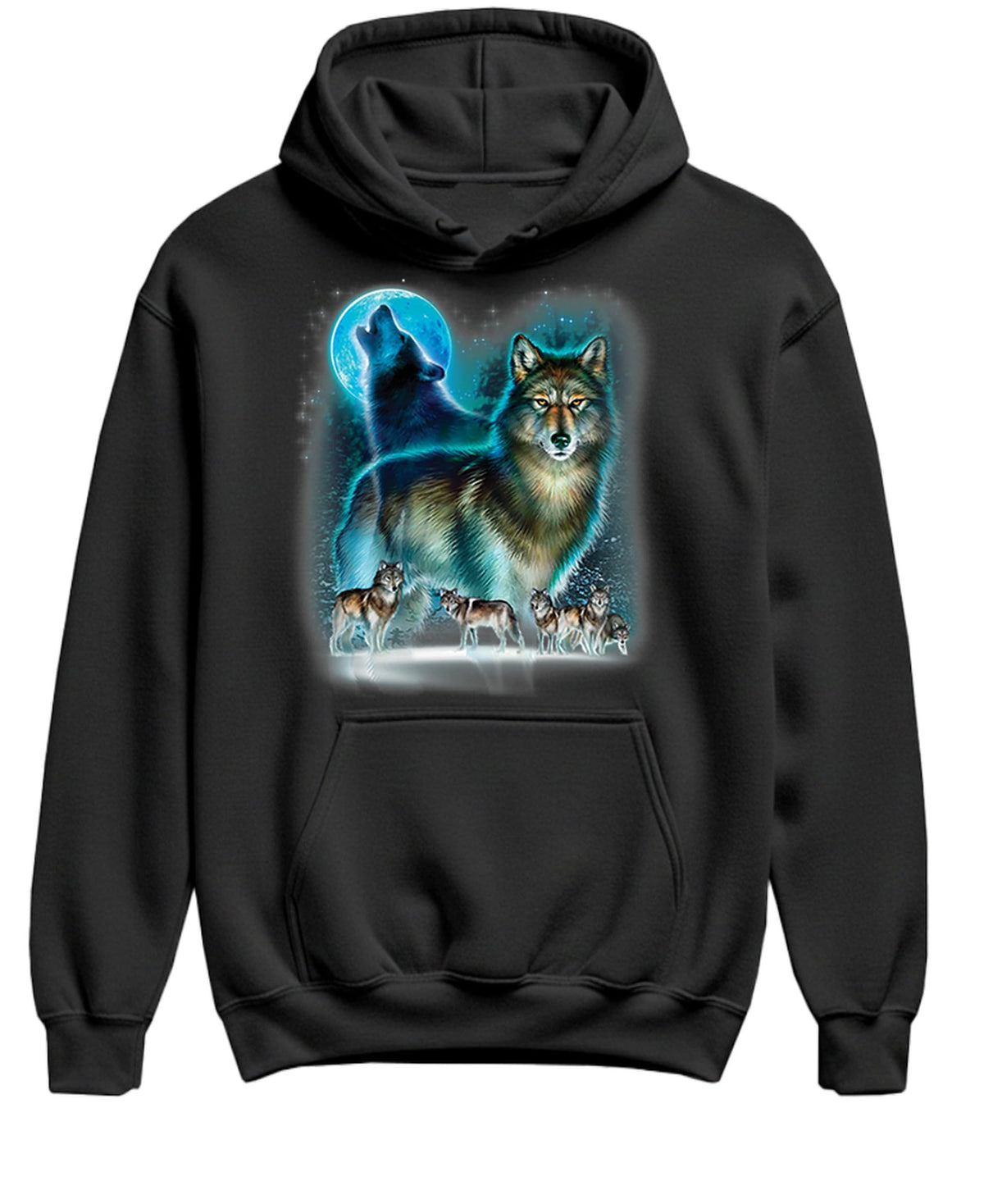 Howling Wolf Pack — Black Hoodie — front