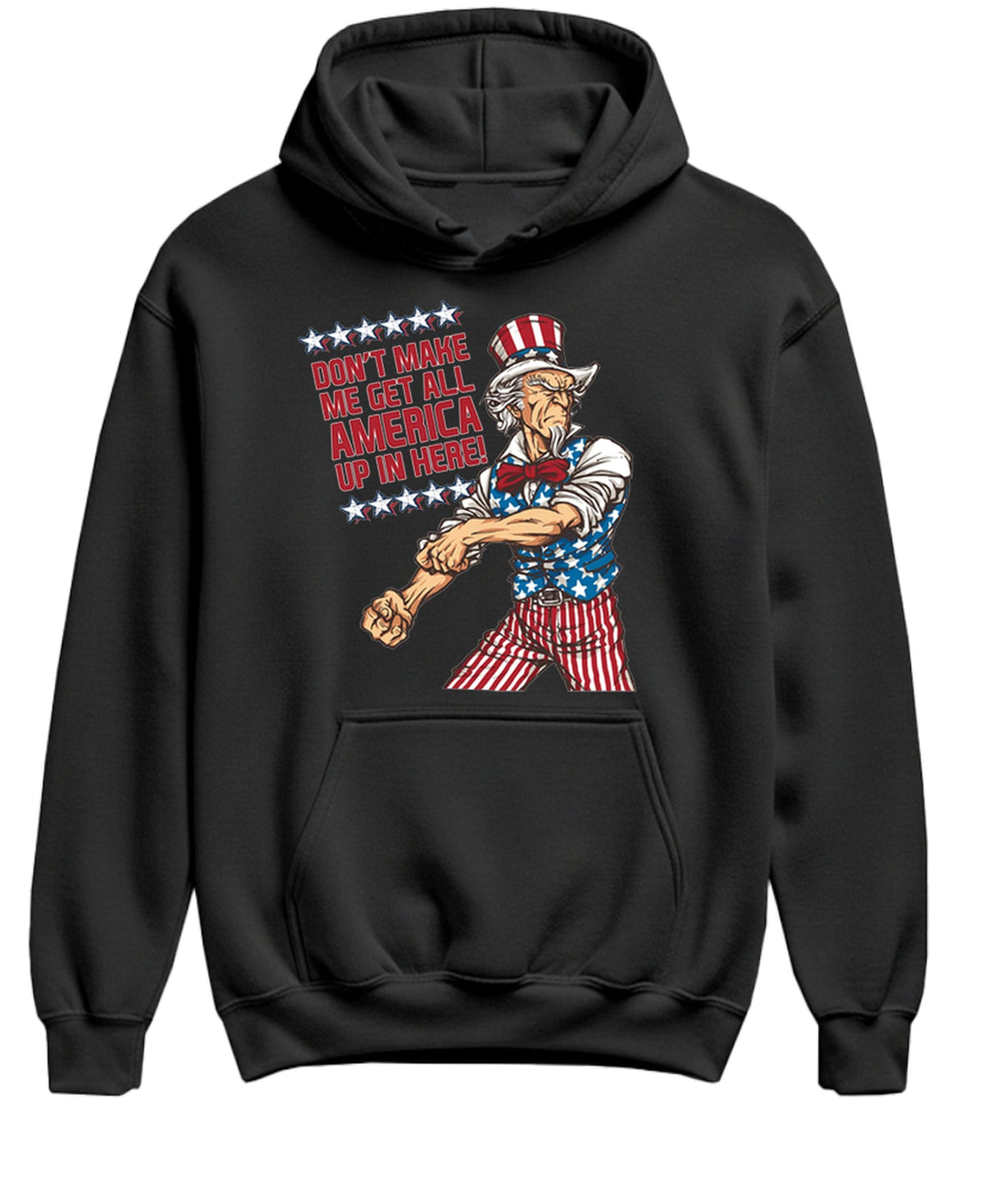 Uncle Sam Rolled-Up Sleeves — Black Hoodie — front