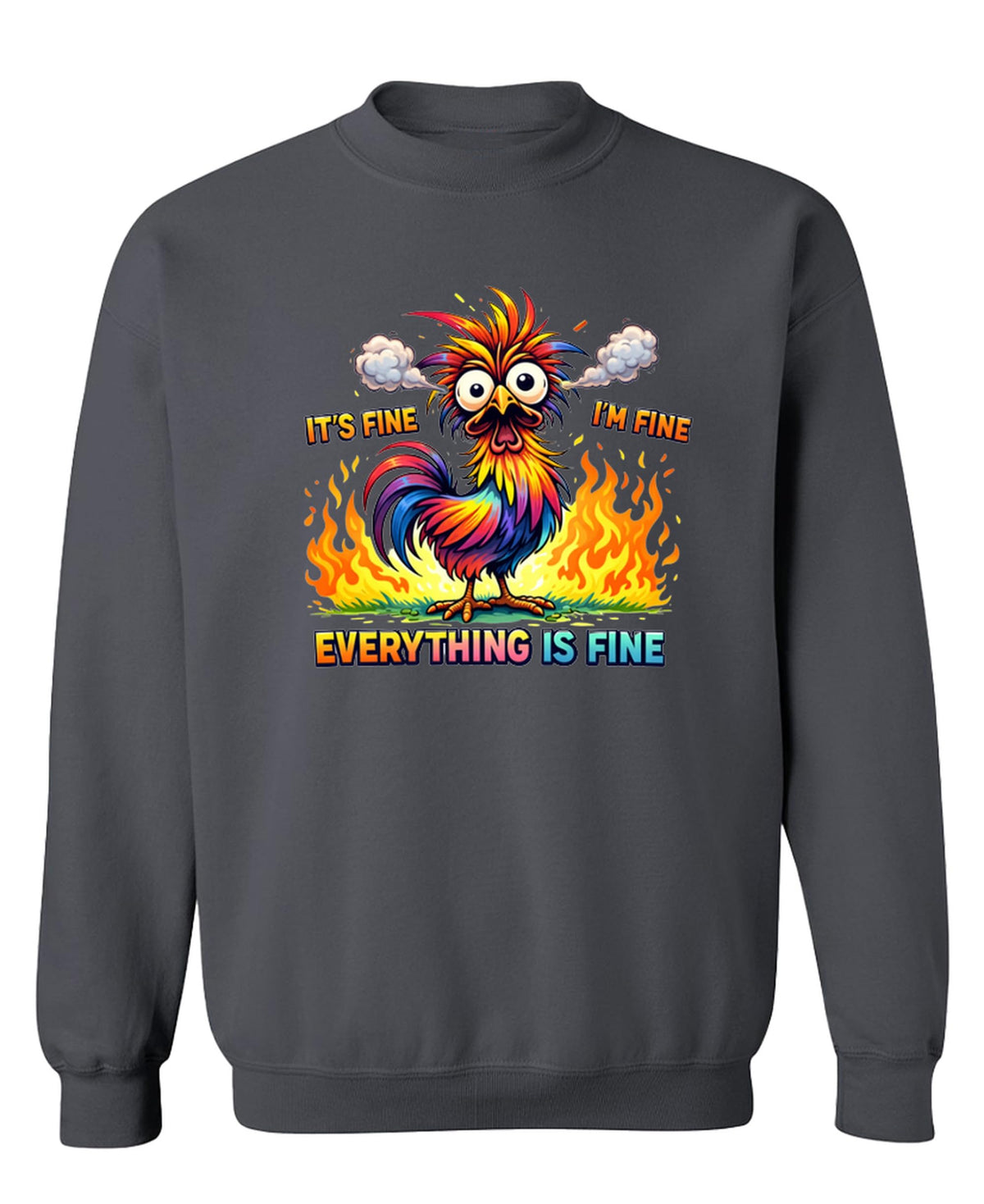 Everything Is Fine Owl — Charcoal Sweatshirt — front