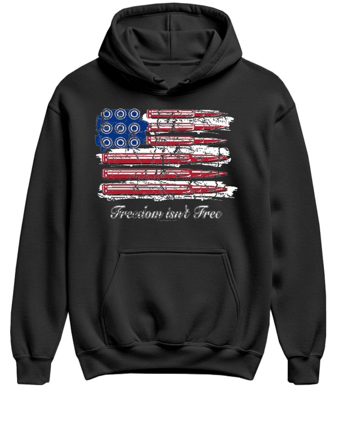 Freedom Isn't Free Flag — Black Hoodie — front