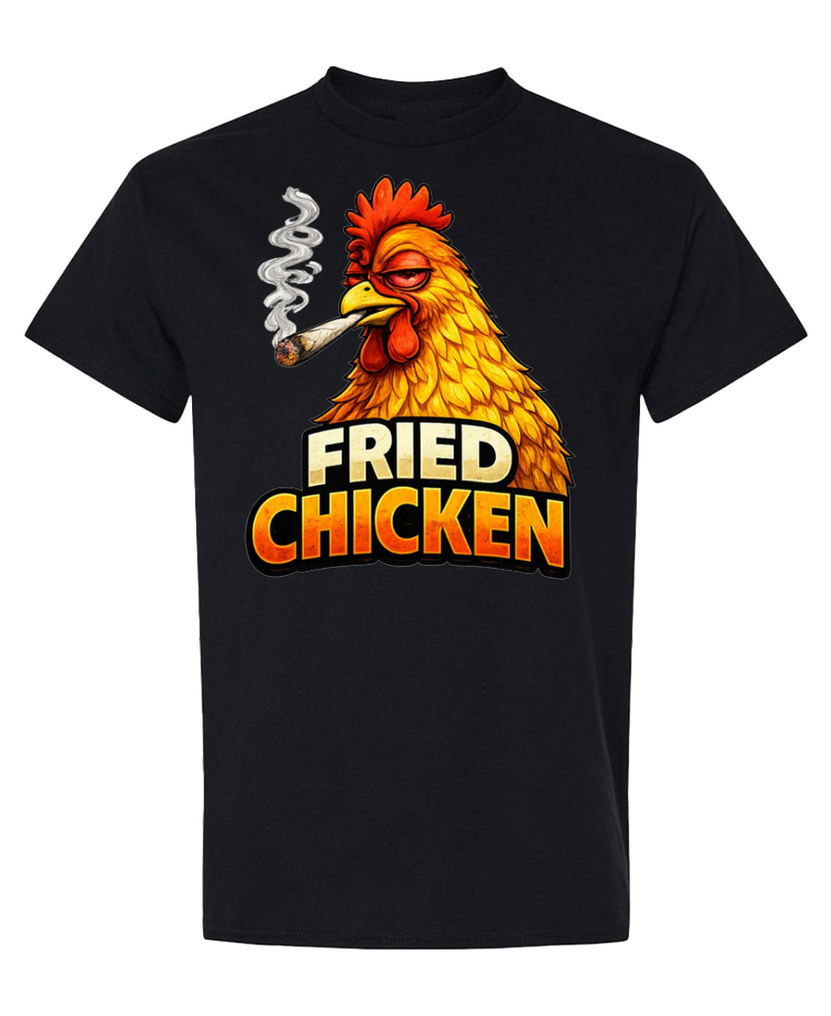 Funny Chicken Smoking Weed — Black T-Shirt — front