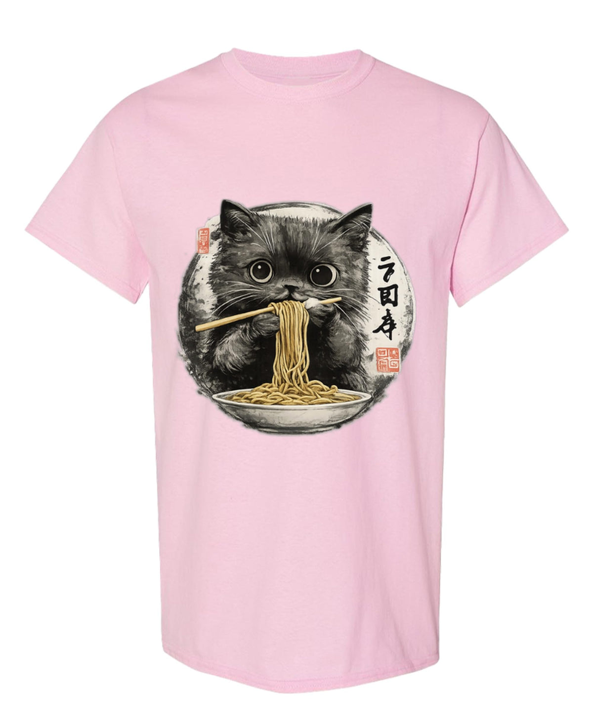 Ramen Cat — Light Pink T-Shirt — front