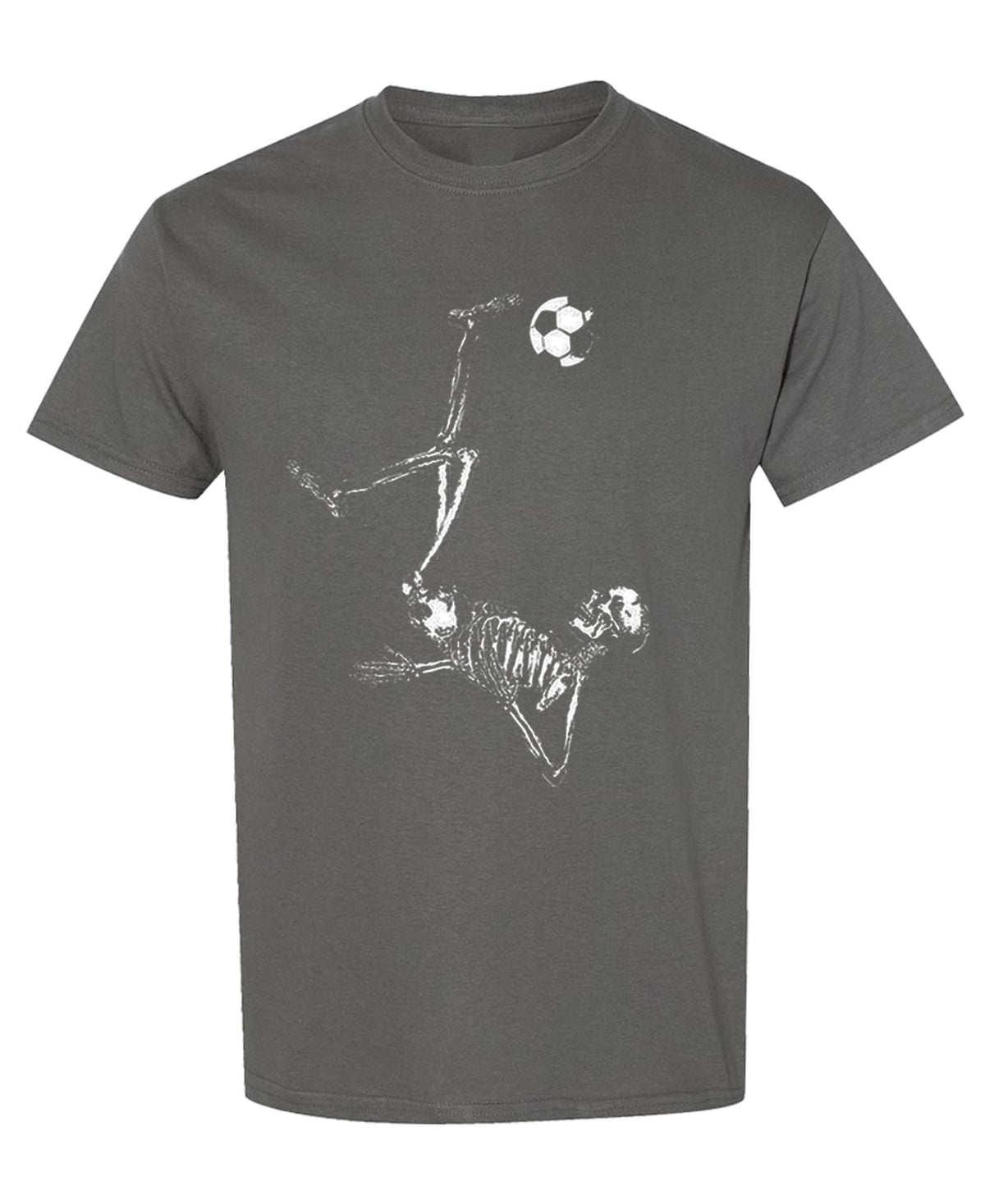 Soccer Skeleton — Charcoal T-Shirt — front