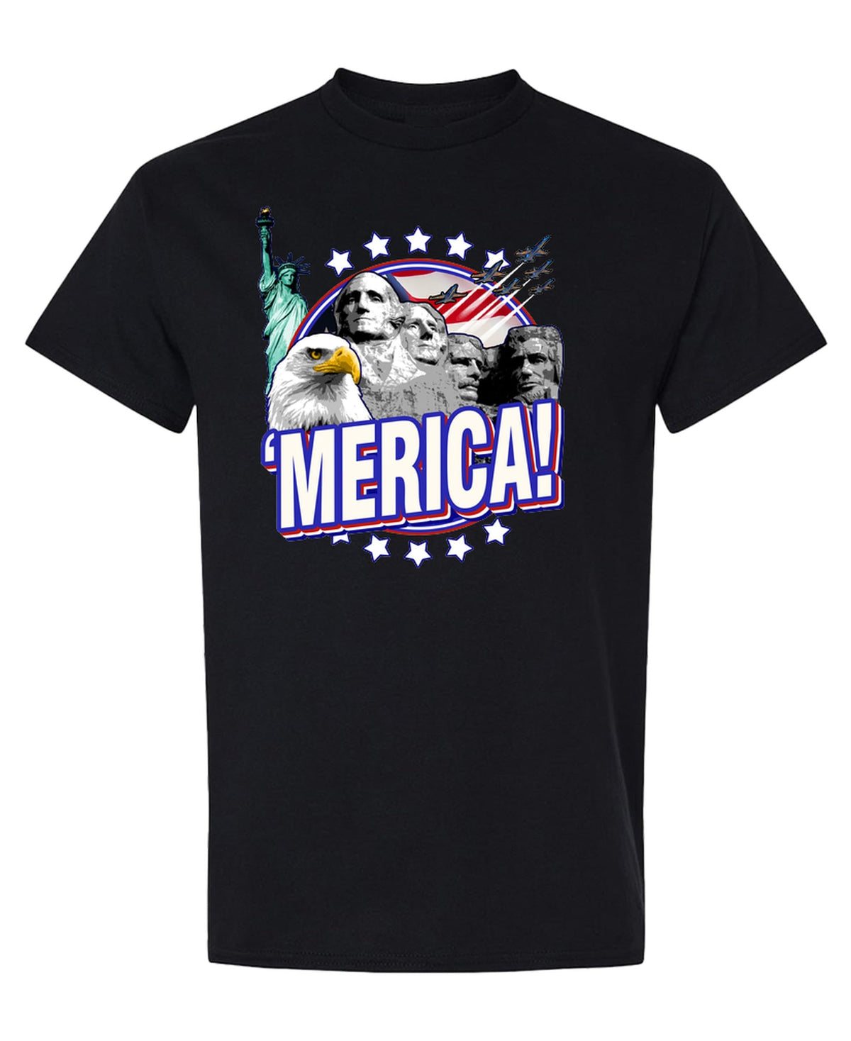 Merica — Black T-Shirt — front
