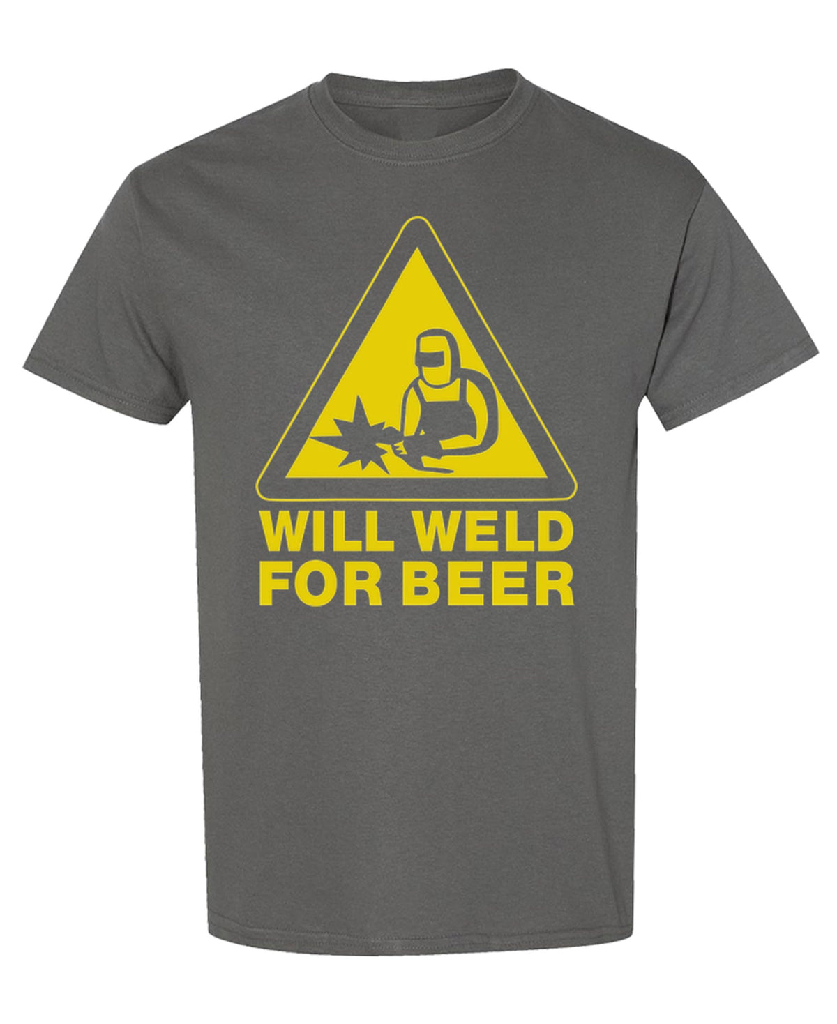 Will Weld for Beer — Charcoal T-Shirt — front
