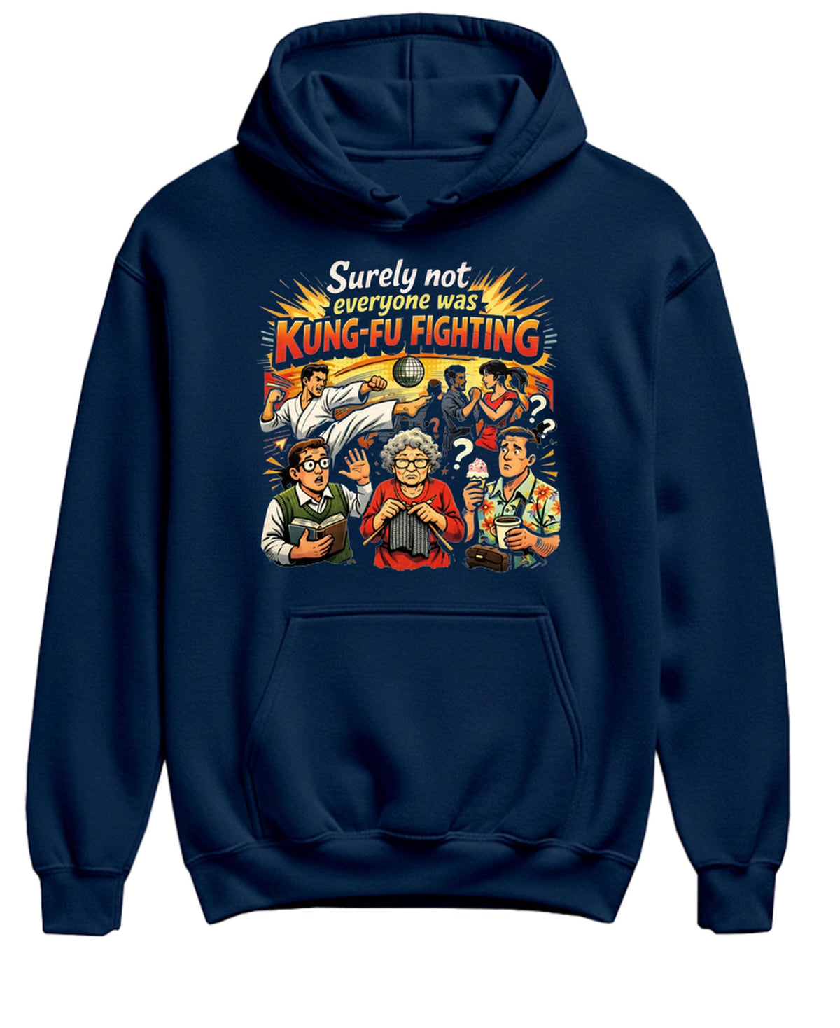 Kung Fu Fighting — Navy Hoodie — front