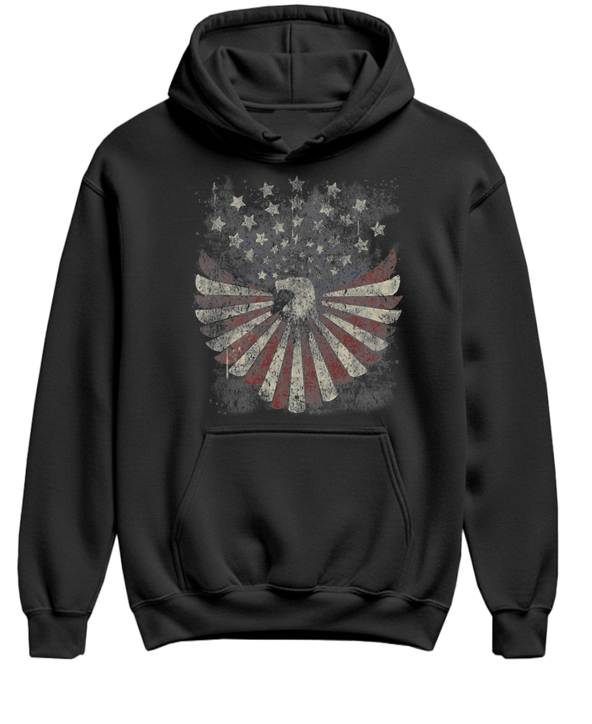 Vintage American Eagle Flag — Black Hoodie — front