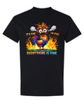 Everything Is Fine Owl — Black T-Shirt — front