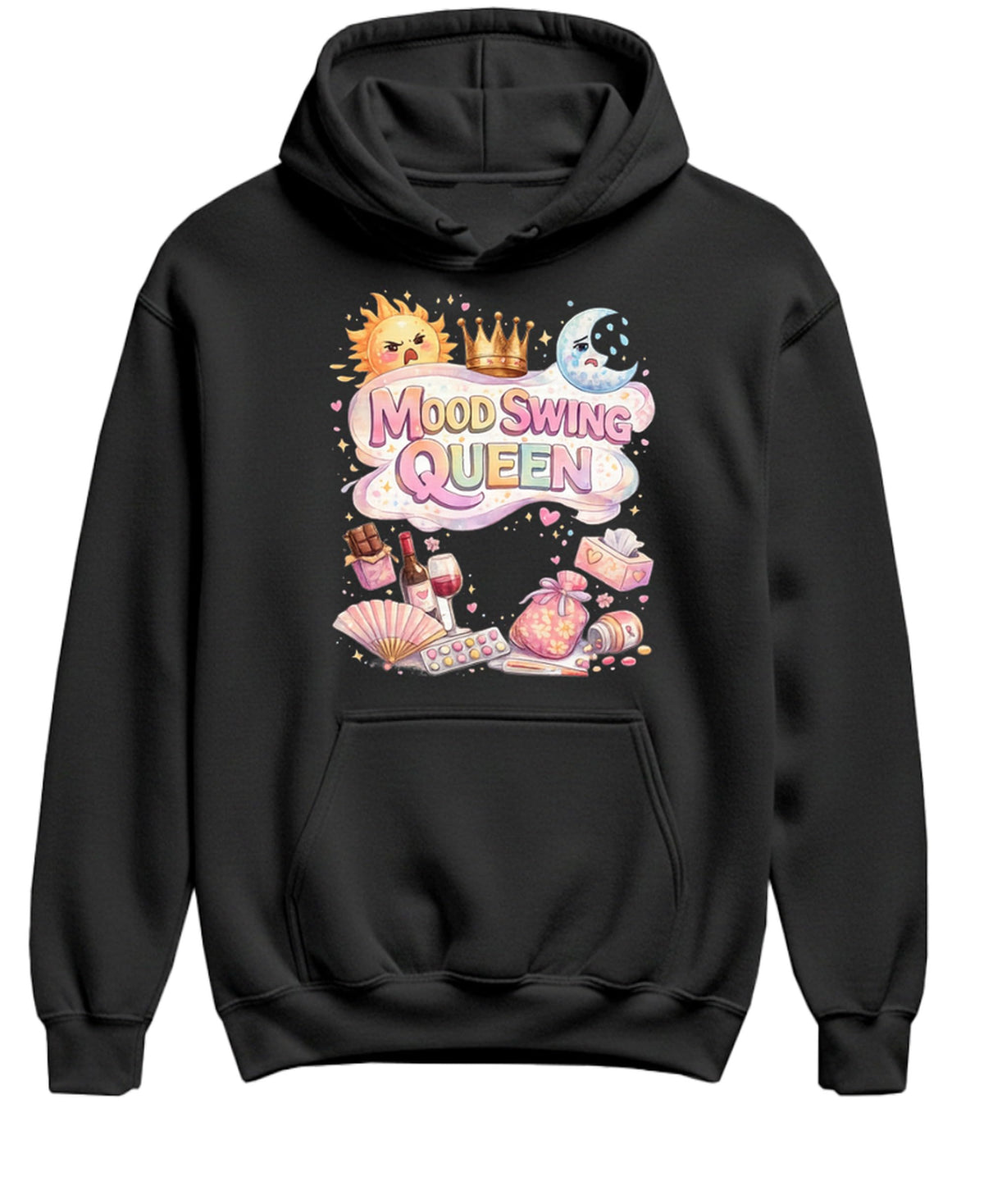 Mood Swing Queen — Black Hoodie — front