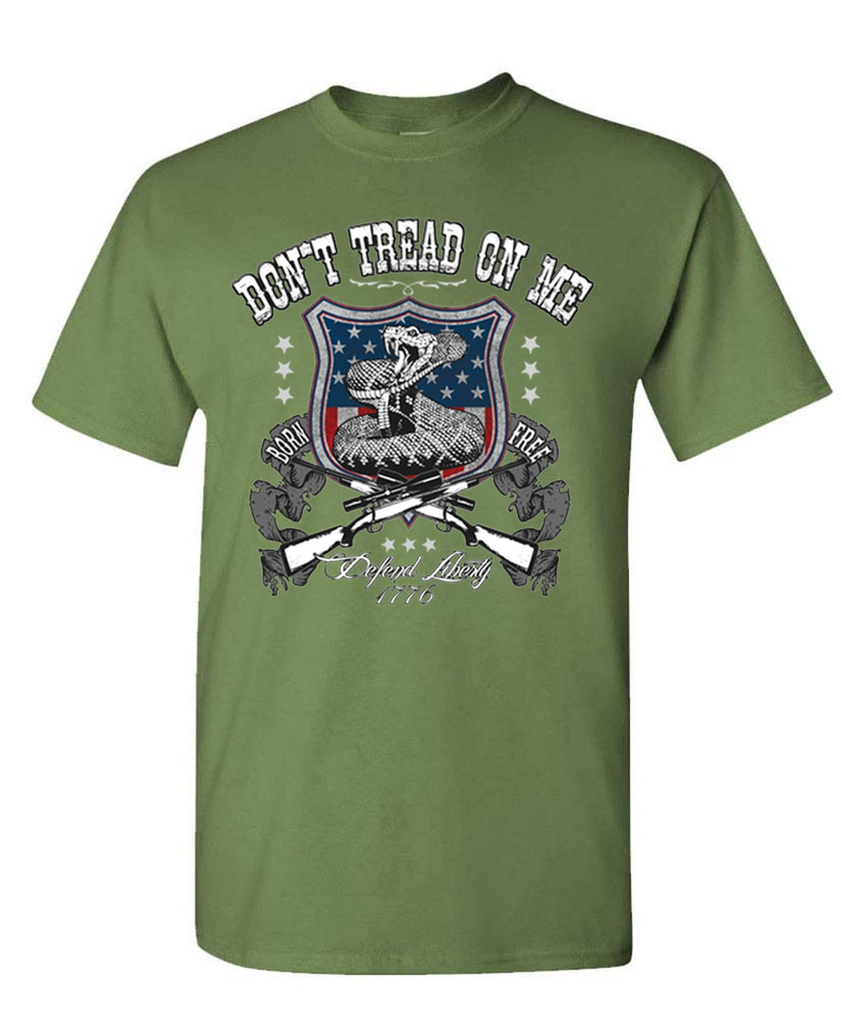 Don't Tread on Me — Military Green T-Shirt — front